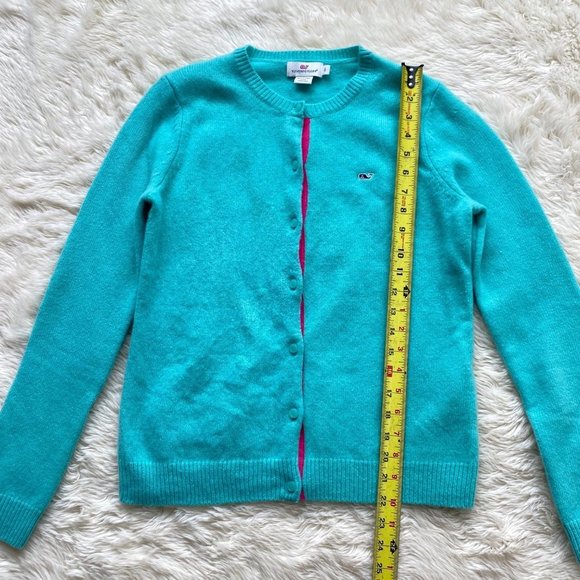 Vineyard Vines Womens Cardigan Sweater Size Small Lambswool Soft Warm Teal Mint - Picture 6 of 12